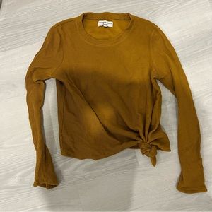 Madewell Texture & Thread Mustard Yellow Corduroy‎ Long Sleeve Top with Knot